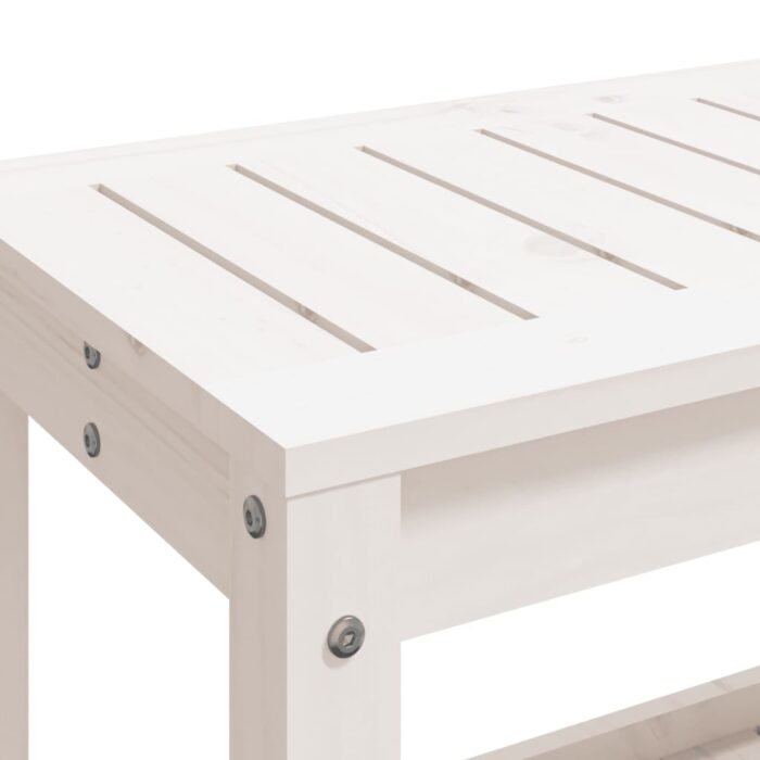 Banc de jardin blanc 82,5x35x45 cm bois massif de pin – Image 5