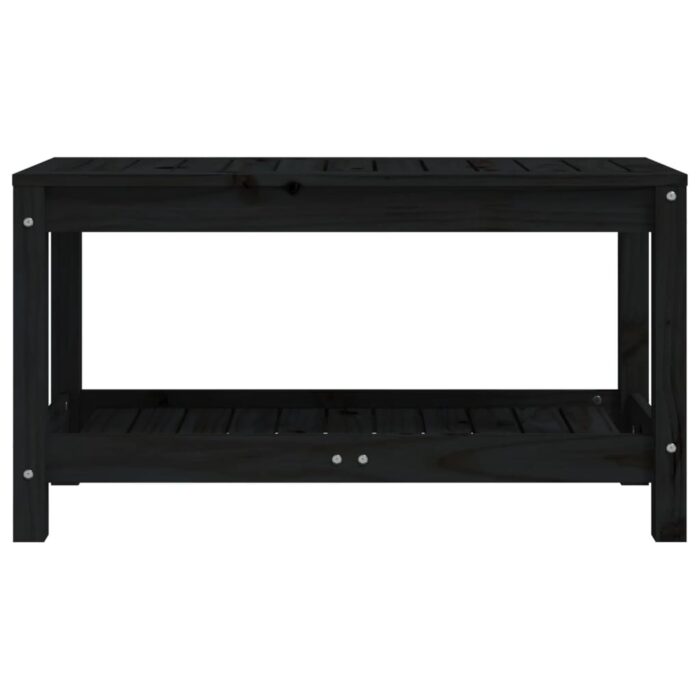 Banc de jardin noir 82,5x35x45 cm bois massif de pin – Image 2