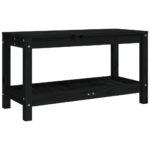 Banc de jardin noir 82,5x35x45 cm bois massif de pin – Image 3