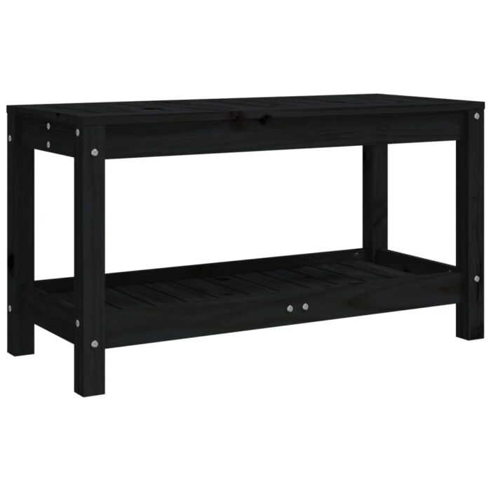 Banc de jardin noir 82,5x35x45 cm bois massif de pin – Image 3