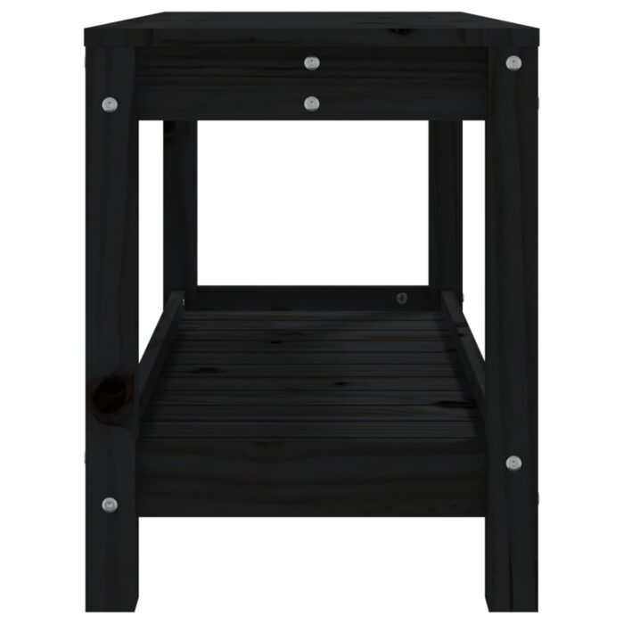 Banc de jardin noir 82,5x35x45 cm bois massif de pin – Image 4