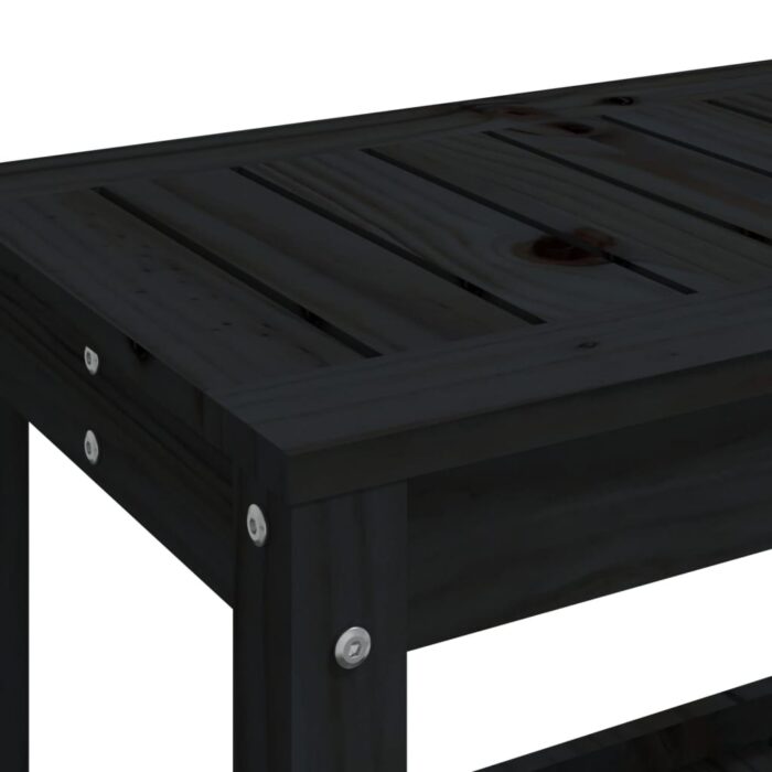Banc de jardin noir 82,5x35x45 cm bois massif de pin – Image 5