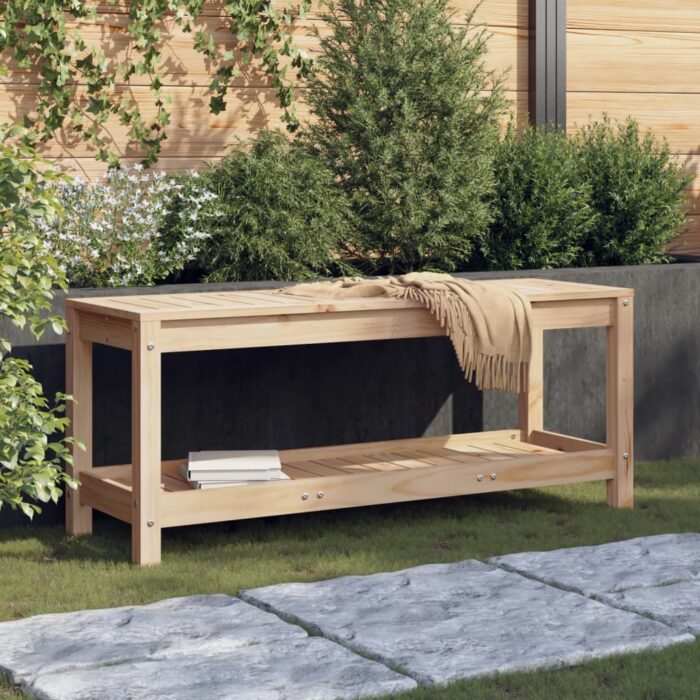 Banc de jardin 108x35x45 cm bois massif de pin – Image 1