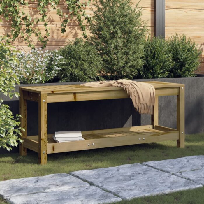 Banc de jardin 108x35x45 cm bois de pin imprégné – Image 1