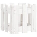 Jardinière avec design de clôture blanc 30x30x30 cm pin massif – Image 2
