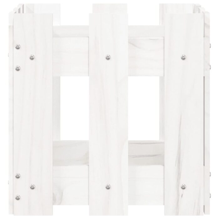 Jardinière avec design de clôture blanc 30x30x30 cm pin massif – Image 3