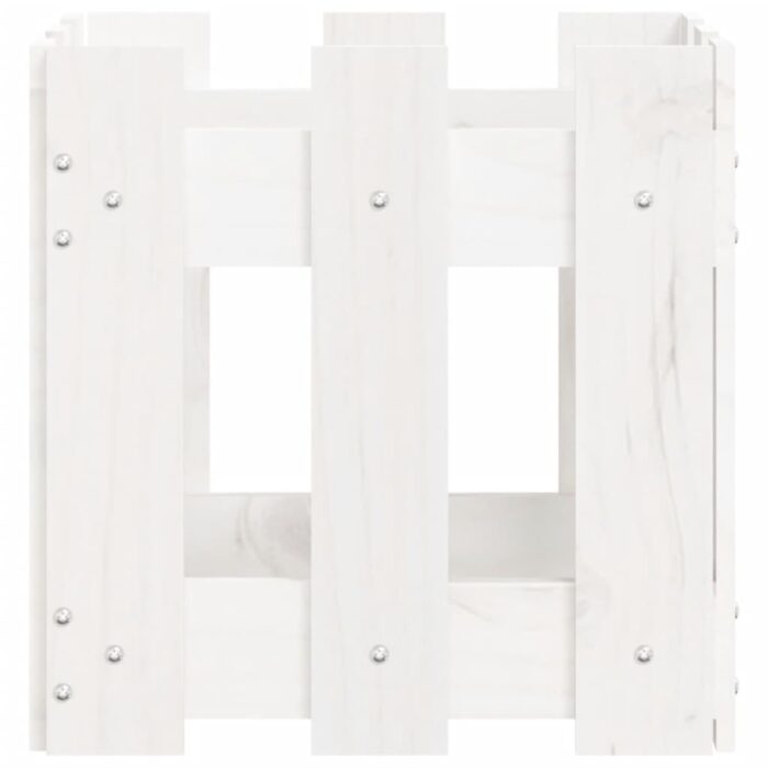 Jardinière avec design de clôture blanc 30x30x30 cm pin massif – Image 4