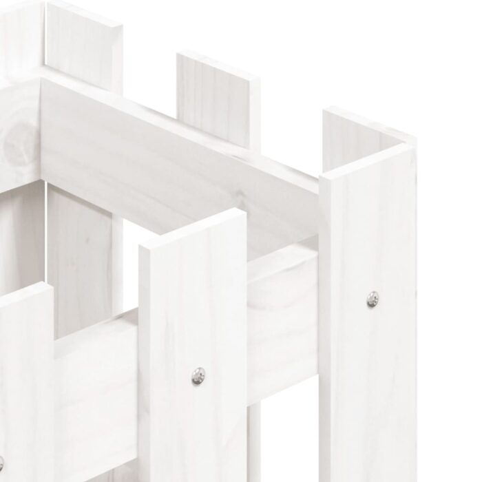 Jardinière avec design de clôture blanc 30x30x30 cm pin massif – Image 5