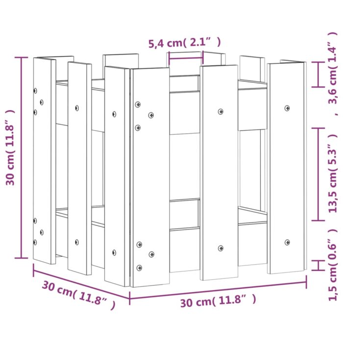 Jardinière avec design de clôture 30x30x30 cm Douglas massif – Image 7