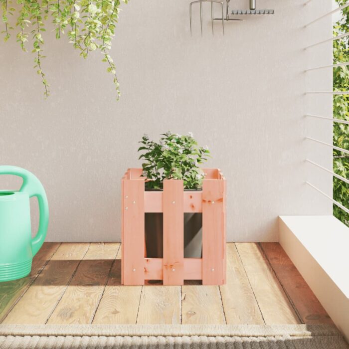 Jardinière avec design de clôture 30x30x30 cm Douglas massif – Image 1