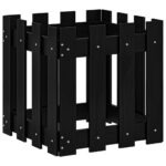 Jardinière avec design de clôture noir 40x40x40 cm pin massif – Image 2