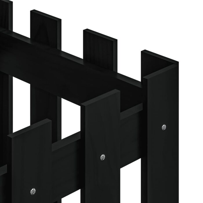 Jardinière avec design de clôture noir 40x40x40 cm pin massif – Image 5