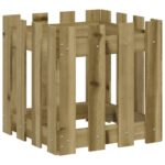 Jardinière avec design de clôture 40x40x40 cm pin imprégné – Image 2