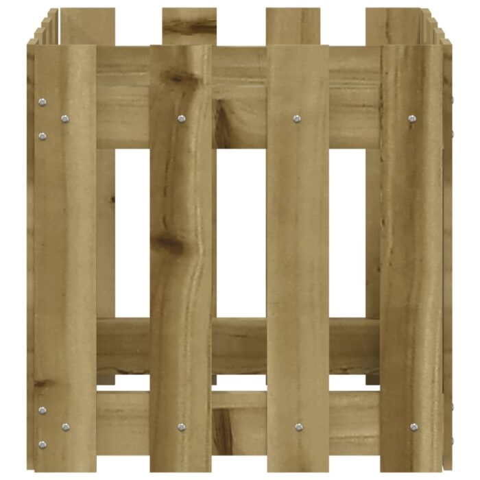 Jardinière avec design de clôture 40x40x40 cm pin imprégné – Image 3