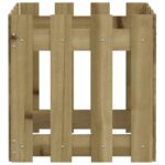 Jardinière avec design de clôture 40x40x40 cm pin imprégné – Image 4