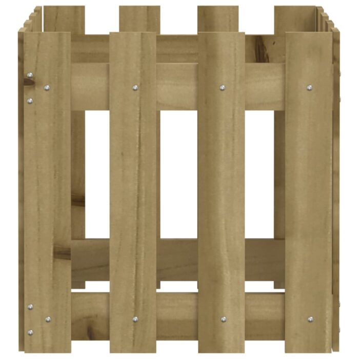 Jardinière avec design de clôture 40x40x40 cm pin imprégné – Image 4