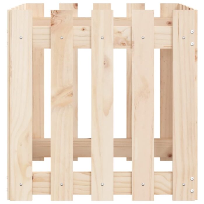 Jardinière avec design de clôture 50x50x50 cm pin massif – Image 4