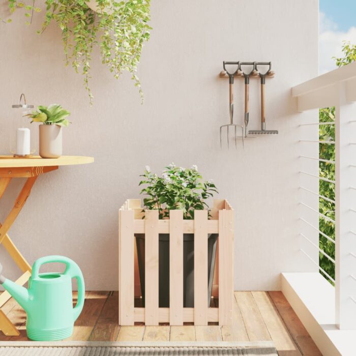 VXL8720845434038_m_en_hd_1.jpg Jardinière avec design de clôture 50x50x50 cm pin massif – Image 1