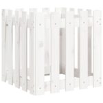 Jardinière avec design de clôture blanc 50x50x50 cm pin massif – Image 2