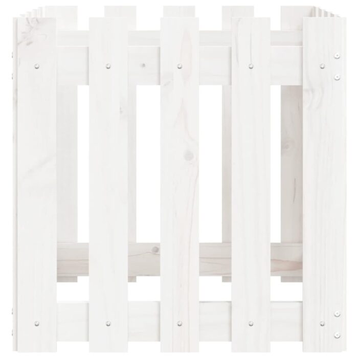 Jardinière avec design de clôture blanc 50x50x50 cm pin massif – Image 4