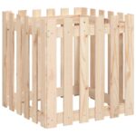 Jardinière avec design de clôture 60x60x60 cm pin massif – Image 2