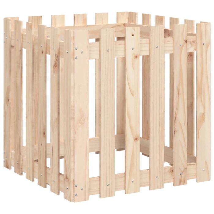 Jardinière avec design de clôture 60x60x60 cm pin massif – Image 2