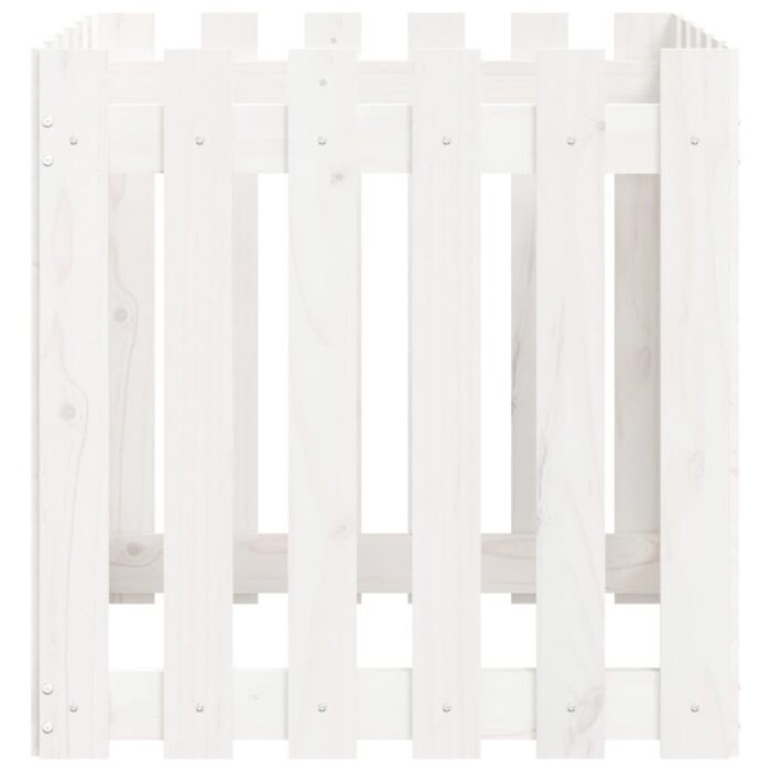 Jardinière avec design de clôture blanc 60x60x60 cm pin massif – Image 4