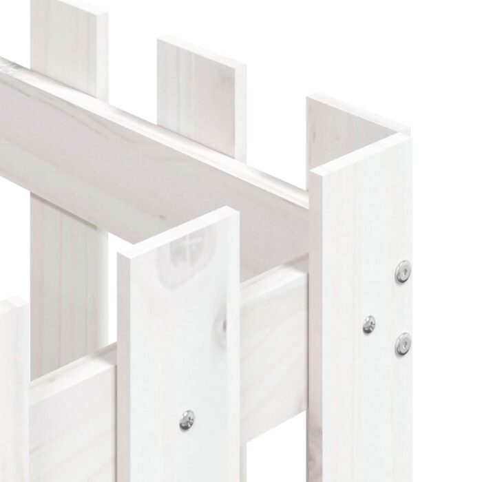 Jardinière avec design de clôture blanc 60x60x60 cm pin massif – Image 5