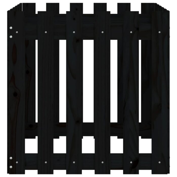 Jardinière avec design de clôture noir 60x60x60 cm pin massif – Image 4