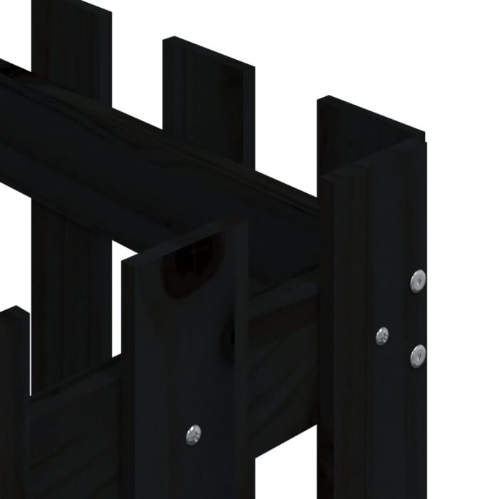 Jardinière avec design de clôture noir 60x60x60 cm pin massif – Image 5