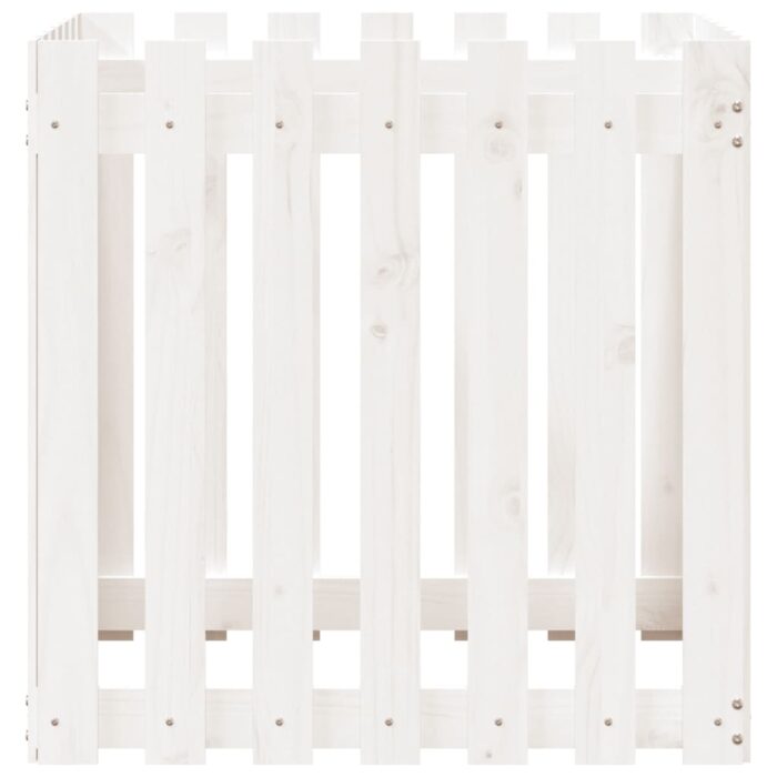 Jardinière avec design de clôture blanc 70x70x70 cm pin massif – Image 4