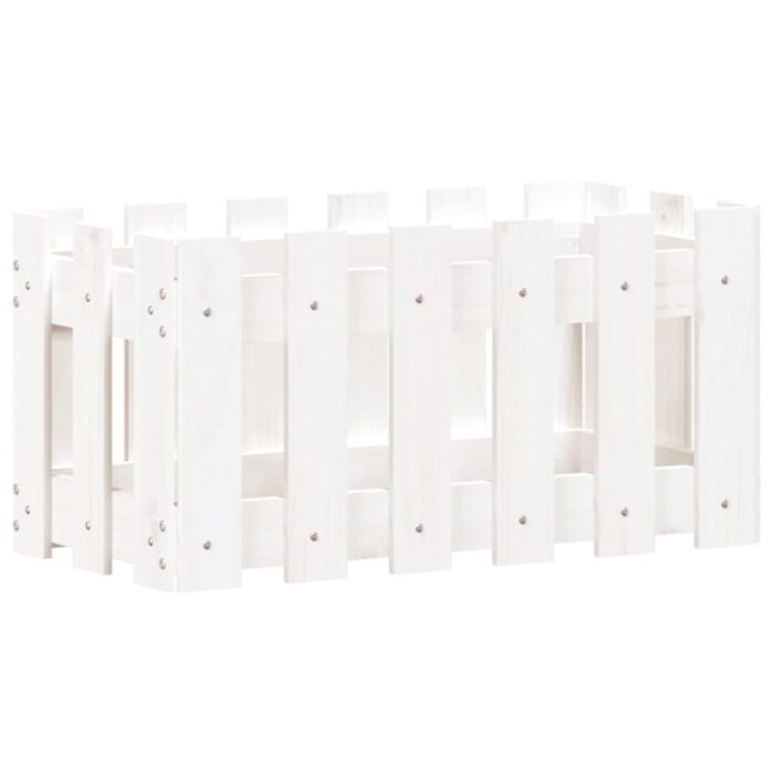 Jardinière avec design de clôture blanc 60x30x30 cm pin massif – Image 2