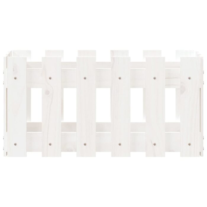 Jardinière avec design de clôture blanc 60x30x30 cm pin massif – Image 3