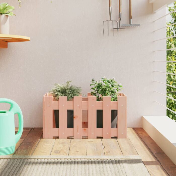 Jardinière avec design de clôture 60x30x30 cm douglas massif – Image 1