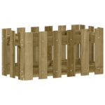 Jardinière avec design de clôture 60x30x30 cm pin imprégné – Image 2