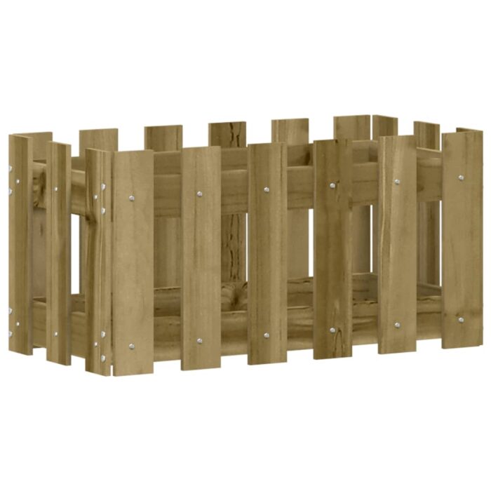 Jardinière avec design de clôture 60x30x30 cm pin imprégné – Image 2