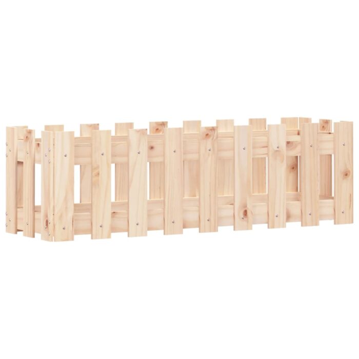 Lit surélevé de jardin design de clôture 100x30x30cm pin massif – Image 2