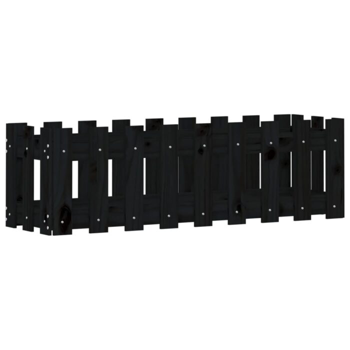 Lit surélevé de jardin design de clôture 100x30x30cm pin massif – Image 2