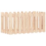 Lit surélevé de jardin design de clôture 100x50x50cm pin massif – Image 2