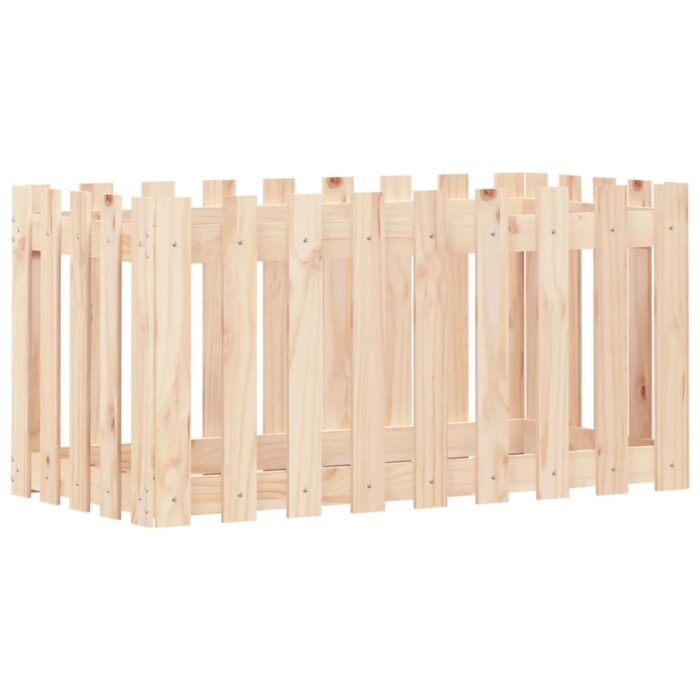 Lit surélevé de jardin design de clôture 100x50x50cm pin massif – Image 2