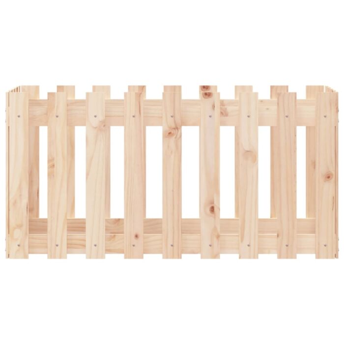 Lit surélevé de jardin design de clôture 100x50x50cm pin massif – Image 3