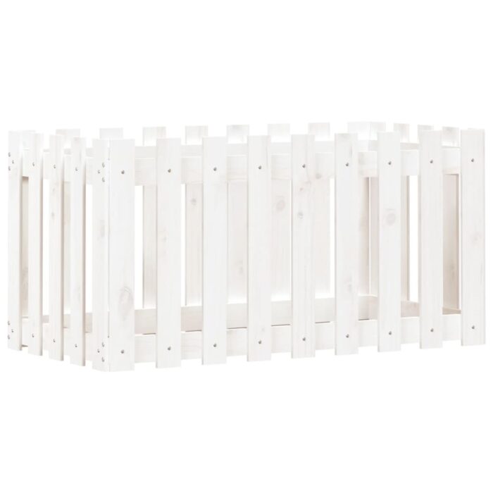 Lit surélevé de jardin design de clôture 100x50x50cm pin massif – Image 2