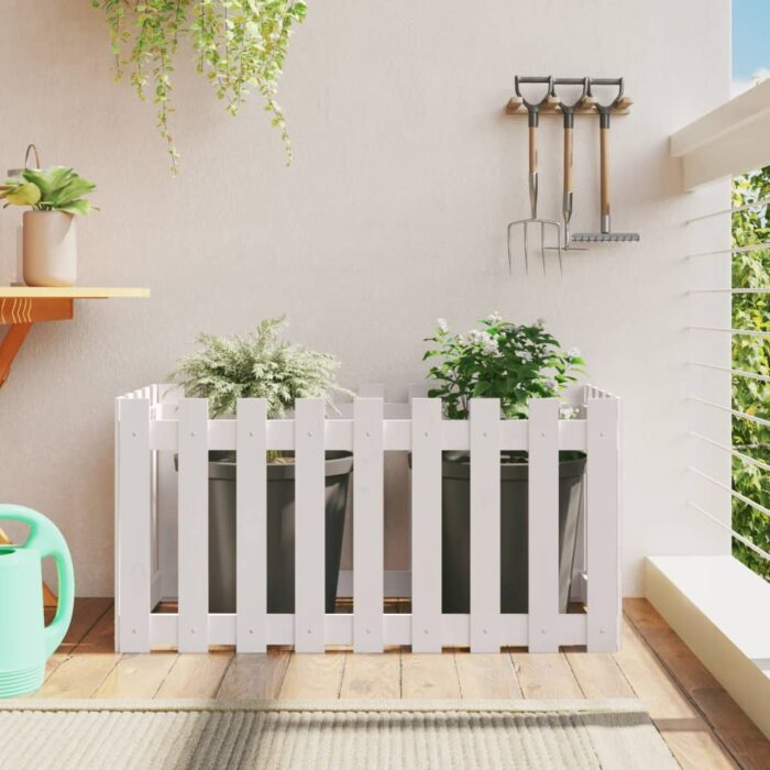 Lit surélevé de jardin design de clôture 100x50x50cm pin massif – Image 1