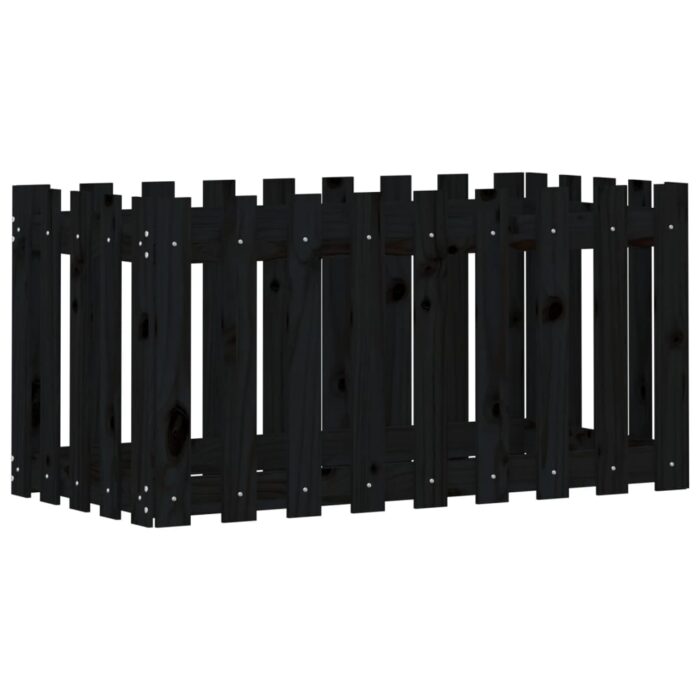 Lit surélevé de jardin design de clôture 100x50x50cm pin massif – Image 2