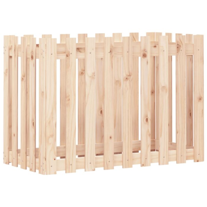 Lit surélevé de jardin design de clôture 100x50x70cm pin massif – Image 2