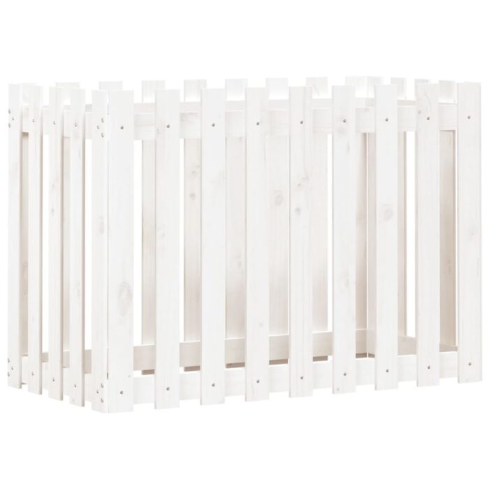 Lit surélevé de jardin design de clôture 100x50x70cm pin massif – Image 2