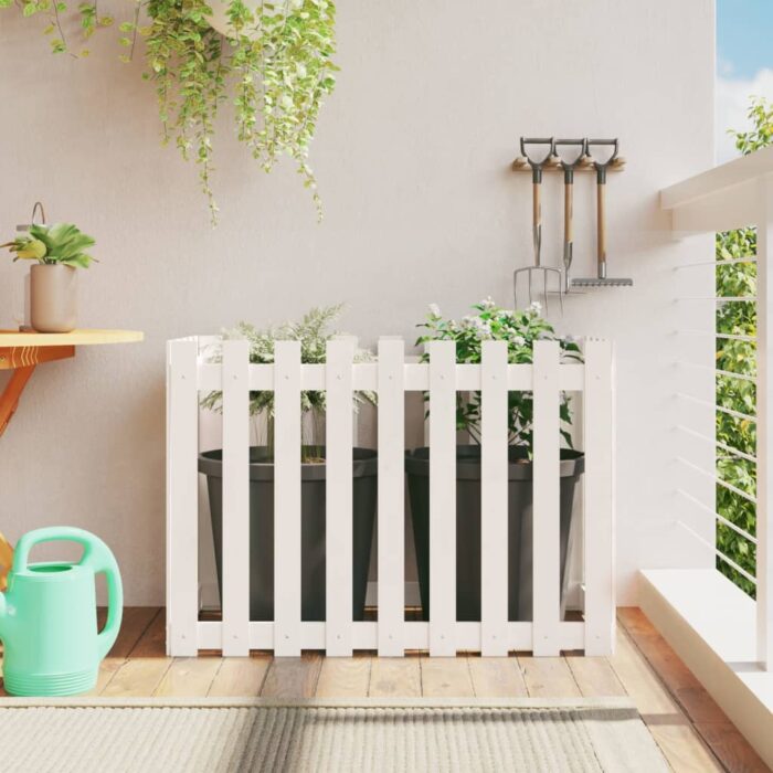 Lit surélevé de jardin design de clôture 100x50x70cm pin massif – Image 1