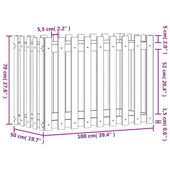 Lit surélevé de jardin design de clôture bois de pin imprégné – Image 7