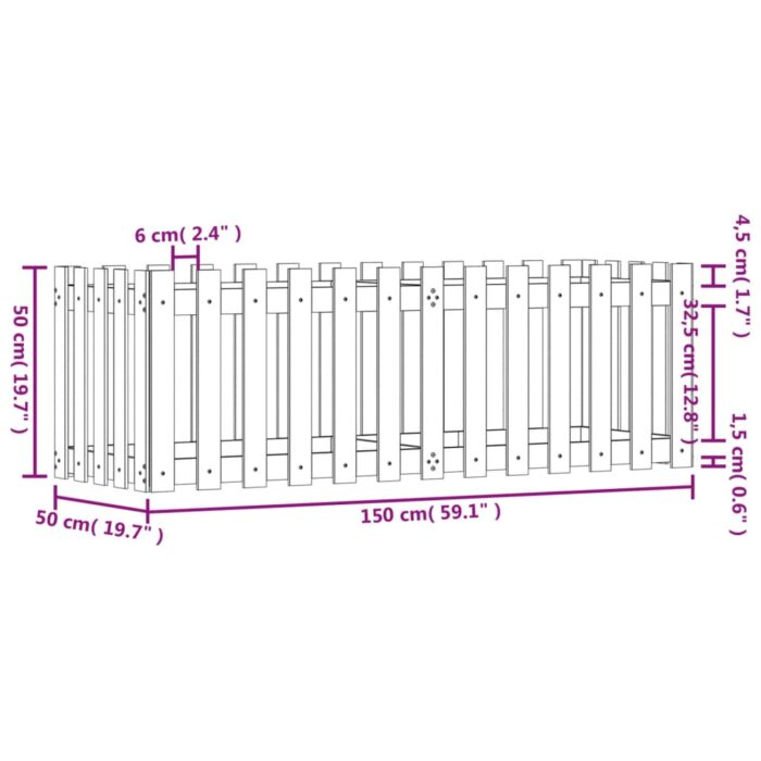 Lit surélevé de jardin design de clôture bois douglas massif – Image 7