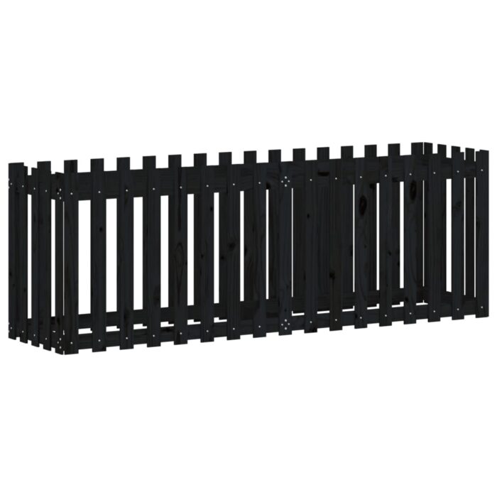 Lit surélevé de jardin design de clôture 200x50x70cm pin massif – Image 2